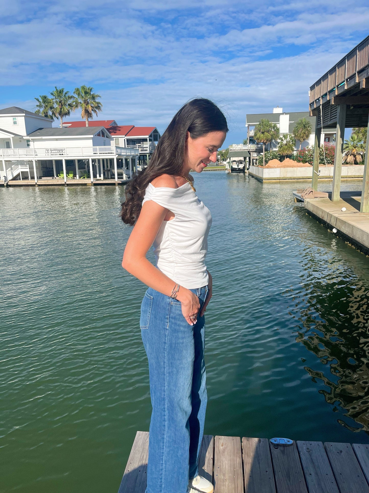 White Ruching Top