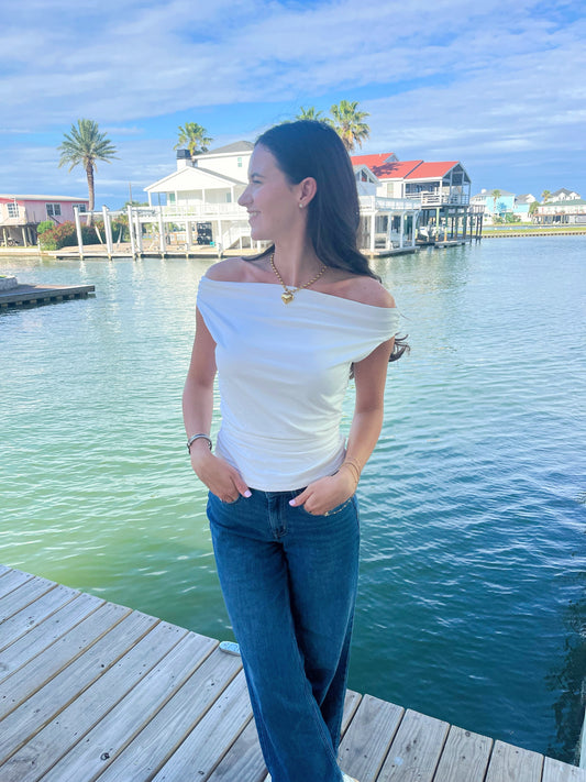 White Ruching Top